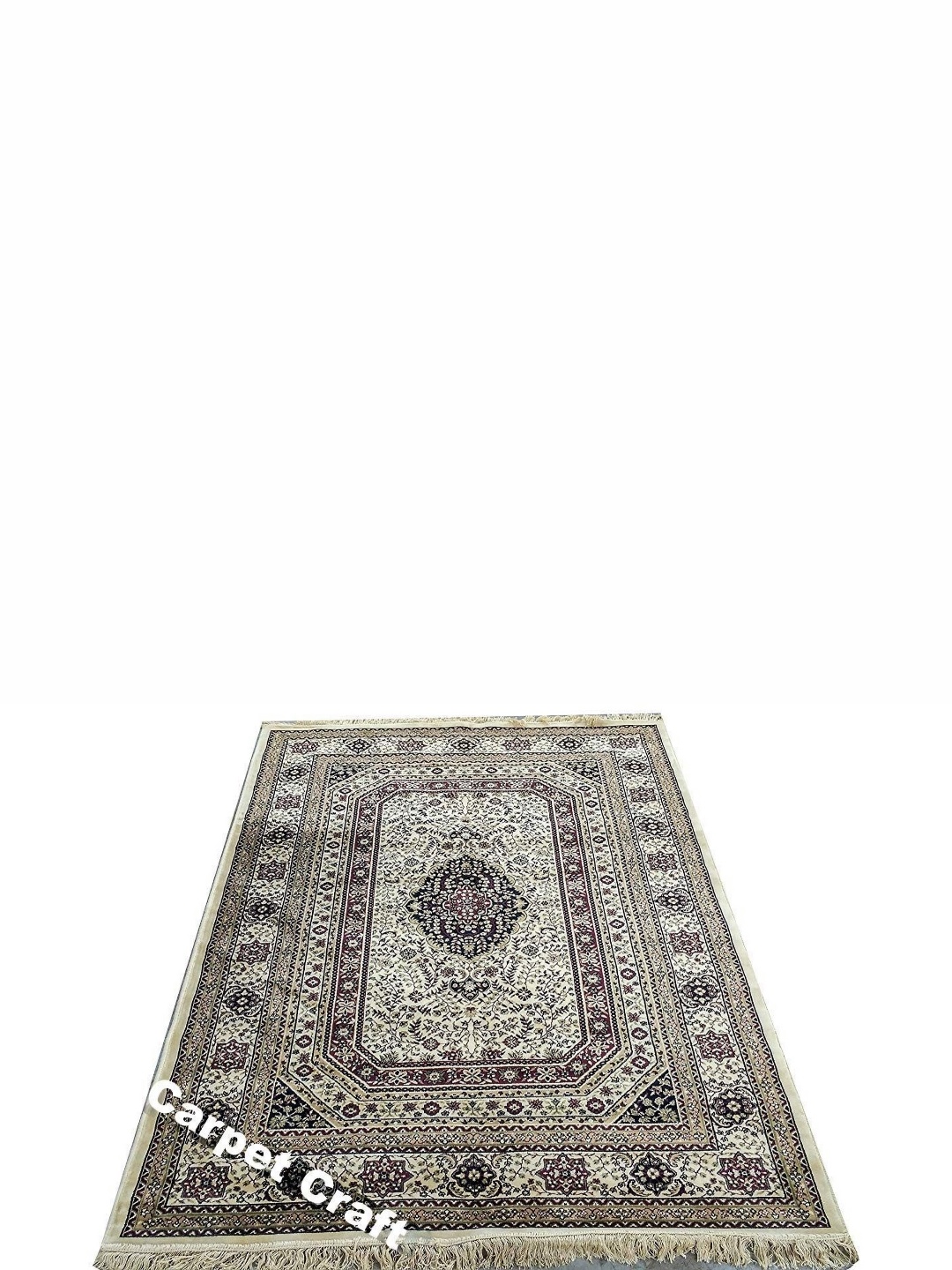 

IMRA CARPET Grey & Violet Floral Printed Traditional Carpet