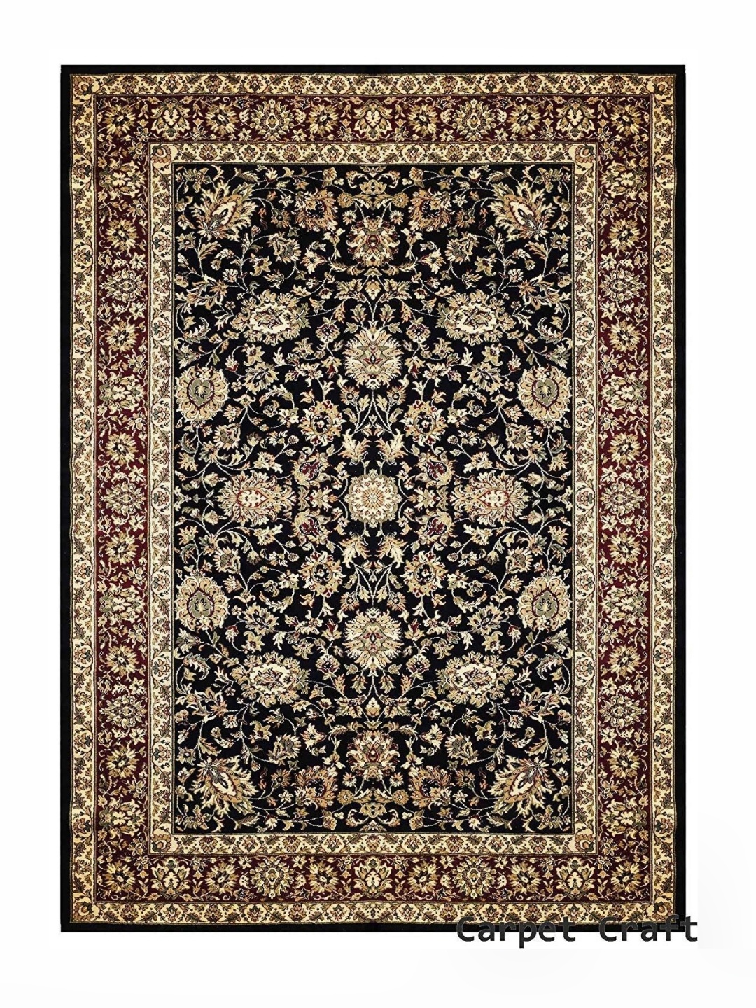 

IMRA CARPET Black & Beige Floral Printed Shaggy Carpet