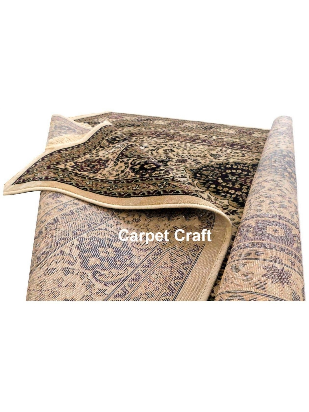 

IMRA CARPET Grey & Beige Floral Printed Shaggy Carpet