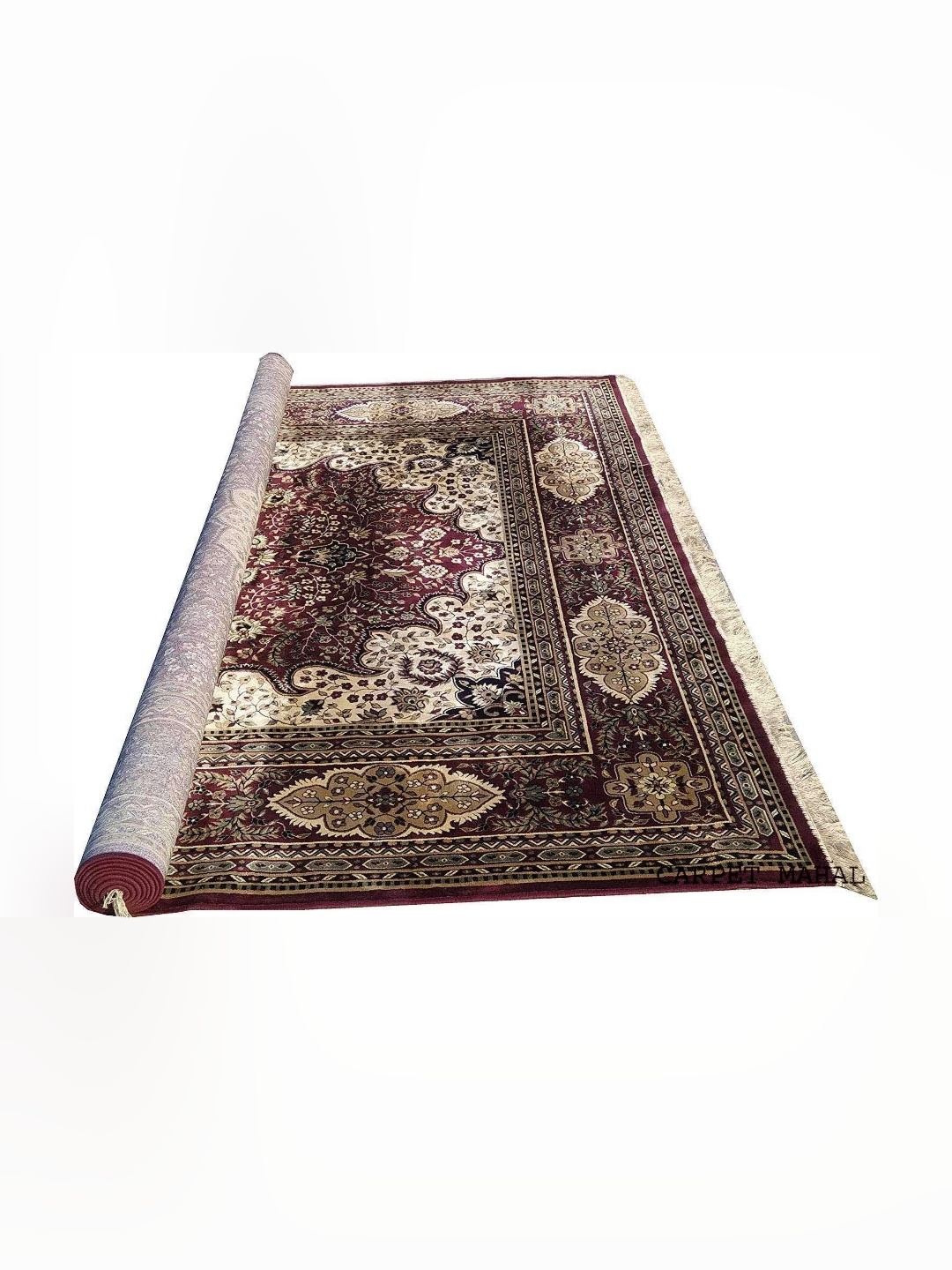 

IMRA CARPET Maroon & Black Ethnic Motifs Printed No Shredding Carpet