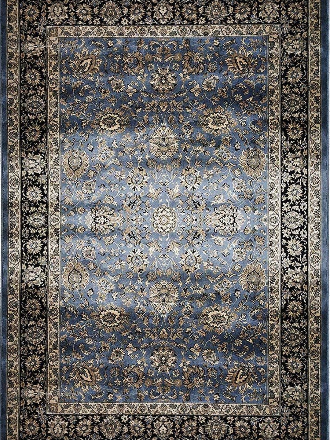 

IMRA CARPET Blue & Cream Coloured Floral Printed Shaggy Carpet