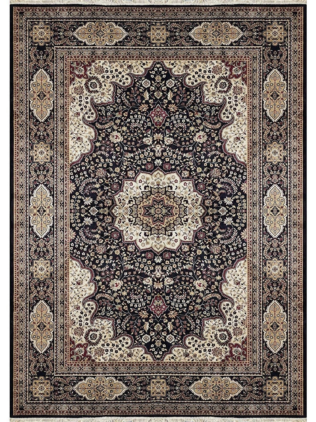 

IMRA CARPET Black & Green Floral Shaggy Rectangular Carpet