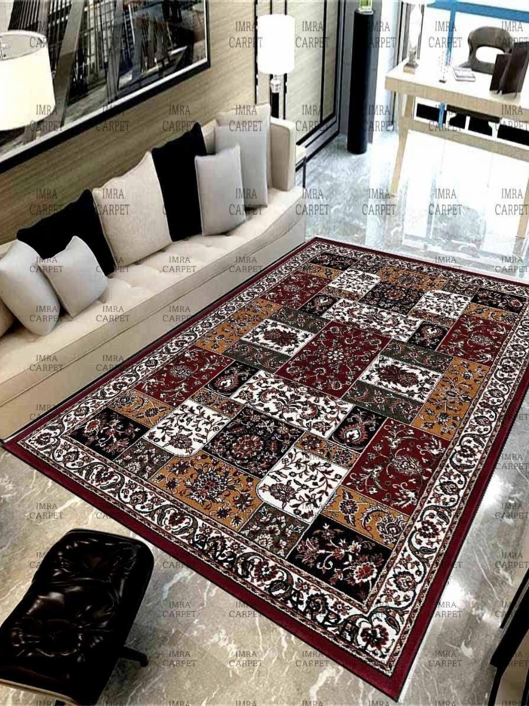 

IMRA CARPET Maroon Ethnic Motifs Woollen Carpet