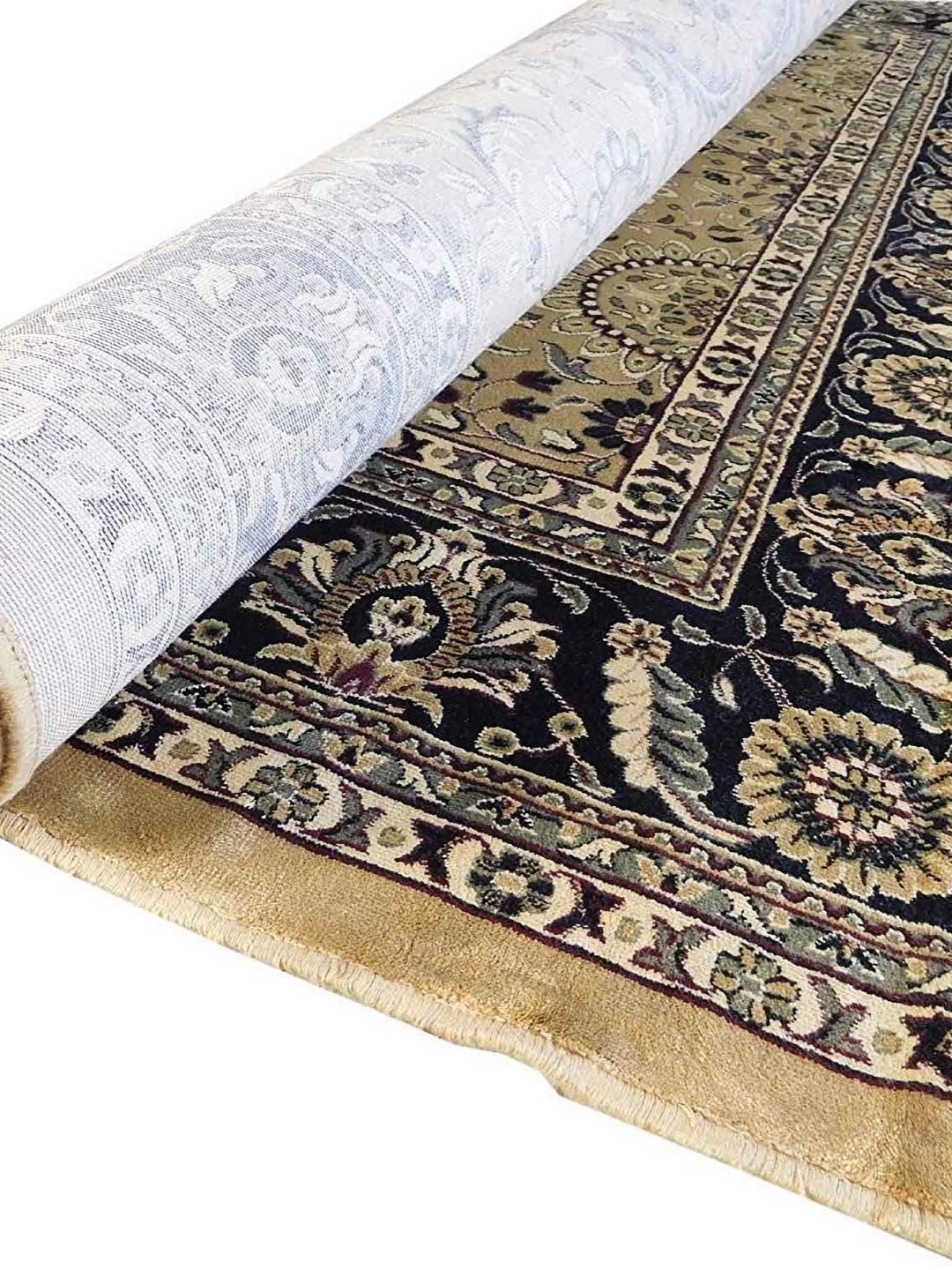 

IMRA CARPET Camel Brown & Black Floral Rectangular Traditional Carpet