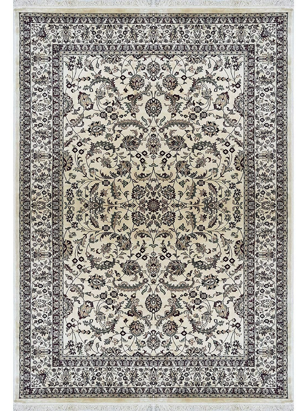 

IMRA CARPET Beige & Grey Floral Rectangle Carpet