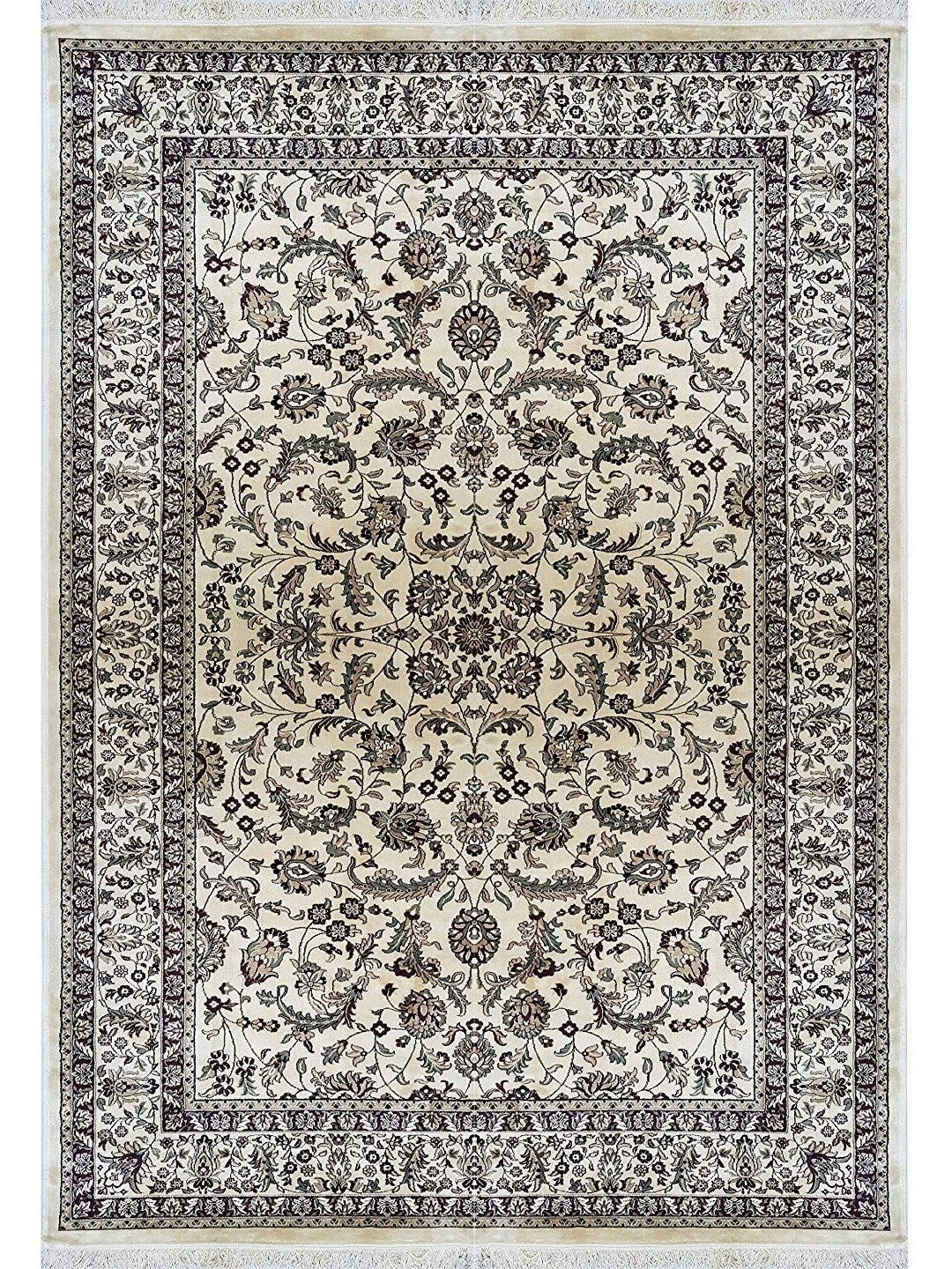 

IMRA CARPET Grey & Beige Floral Printed Traditional Carpet