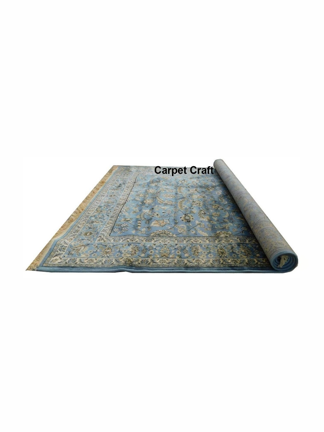 

IMRA CARPET Blue & Beige Floral Printed Shaggy Carpet