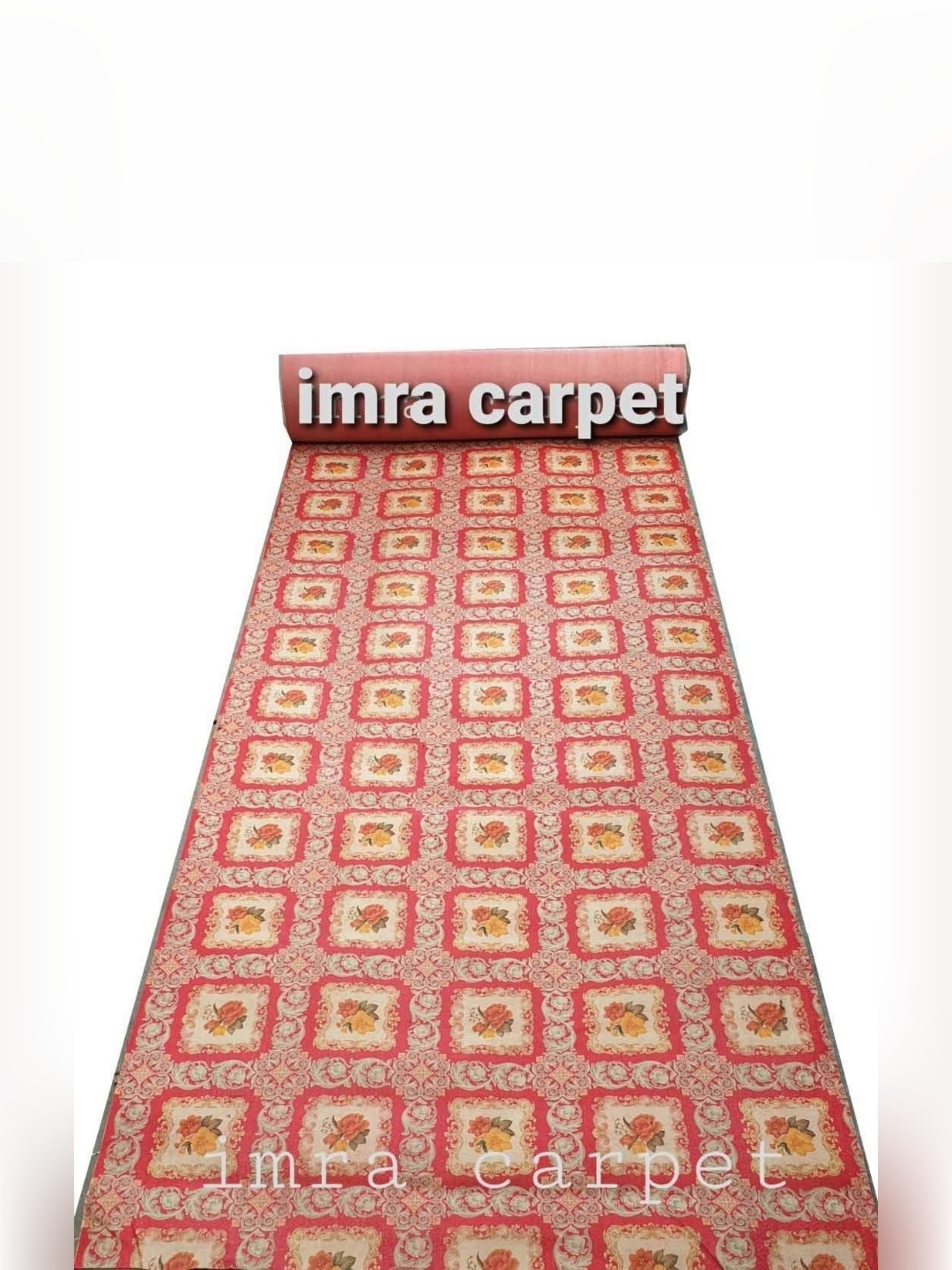 

IMRA CARPET Red & Yellow Floral Printed Carpet