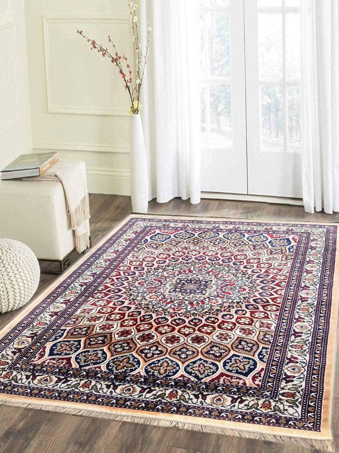 

IMRA CARPET Grey Ethnic Motifs Printed Woollen Carpet