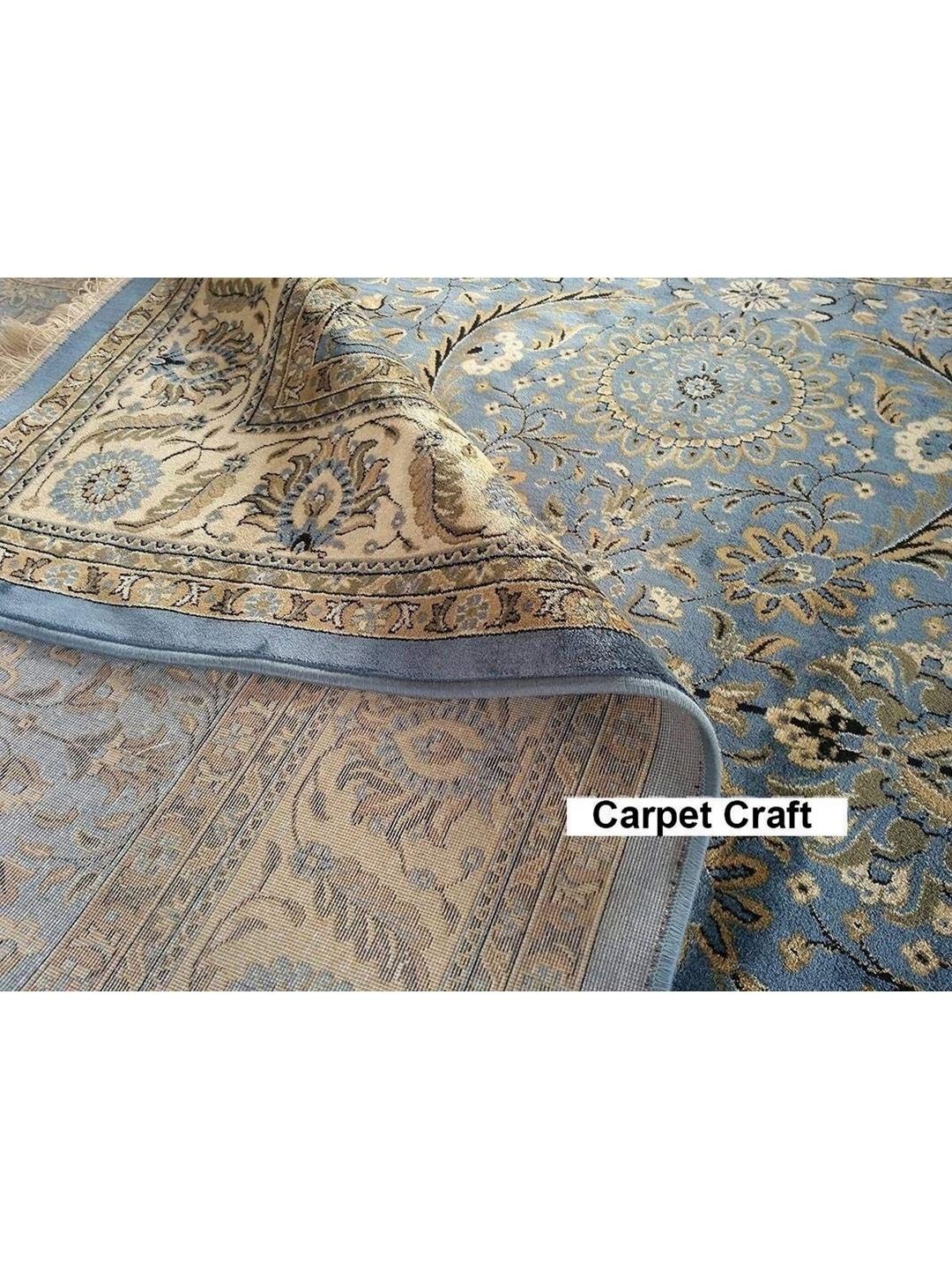 

IMRA CARPET Blue & Beige Floral Printed Carpet