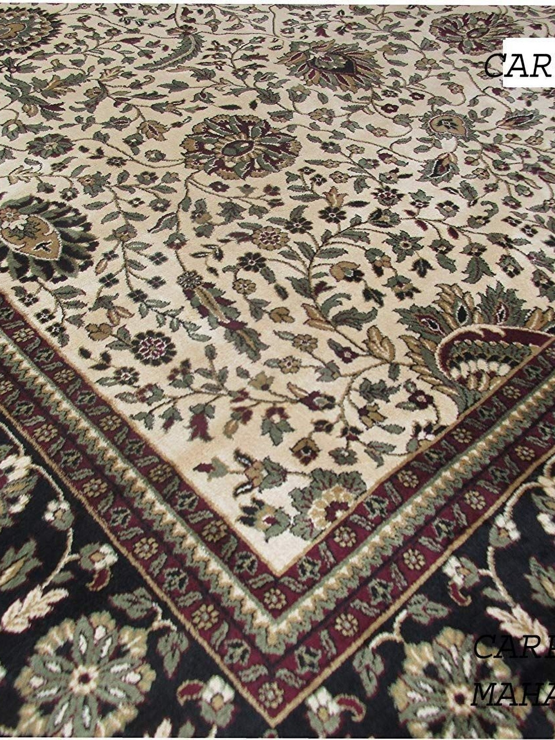 

IMRA CARPET Maroon & Beige Floral Printed Traditional Carpet