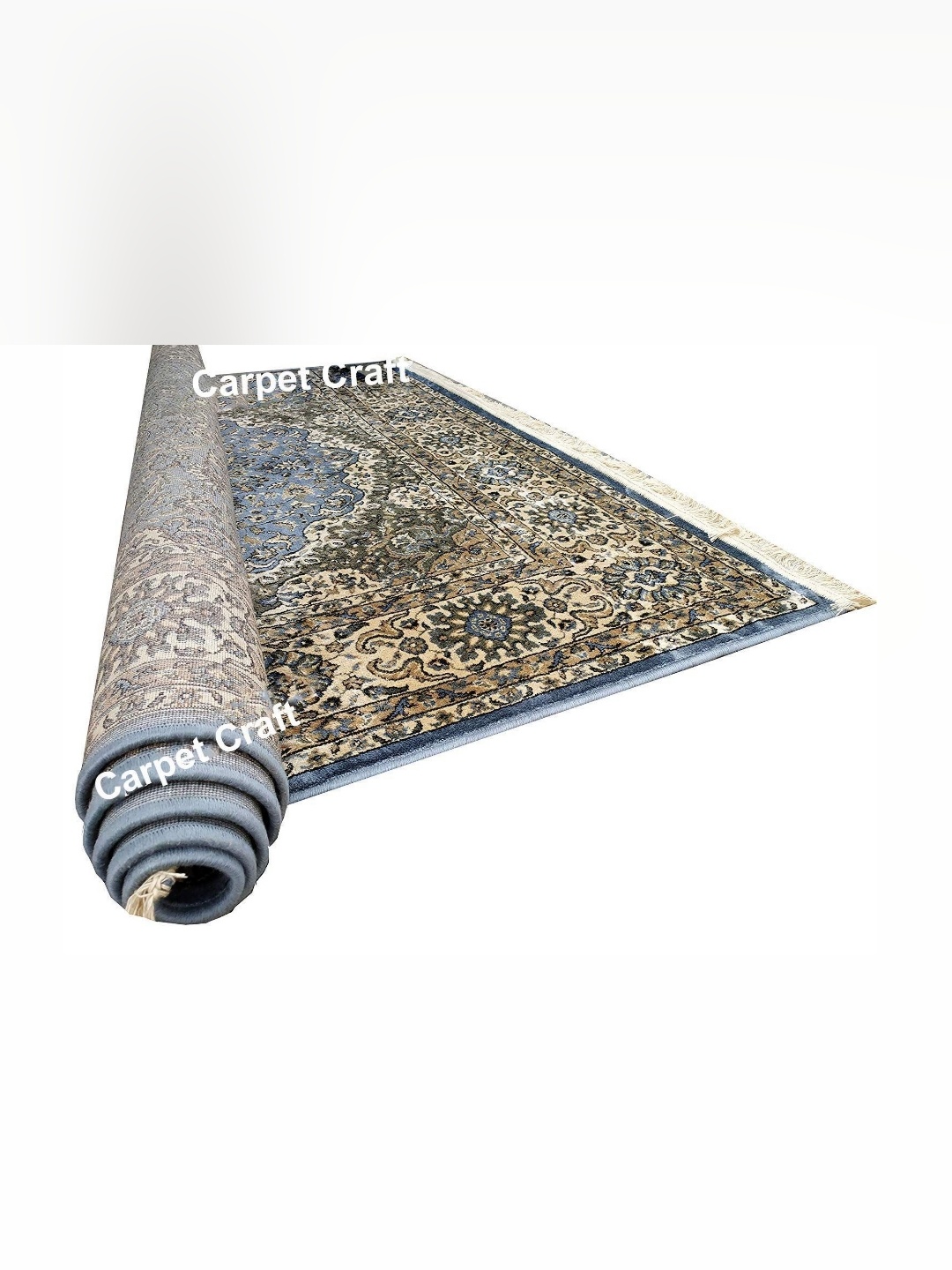 

IMRA CARPET Blue & Beige Floral Rectangle Carpet