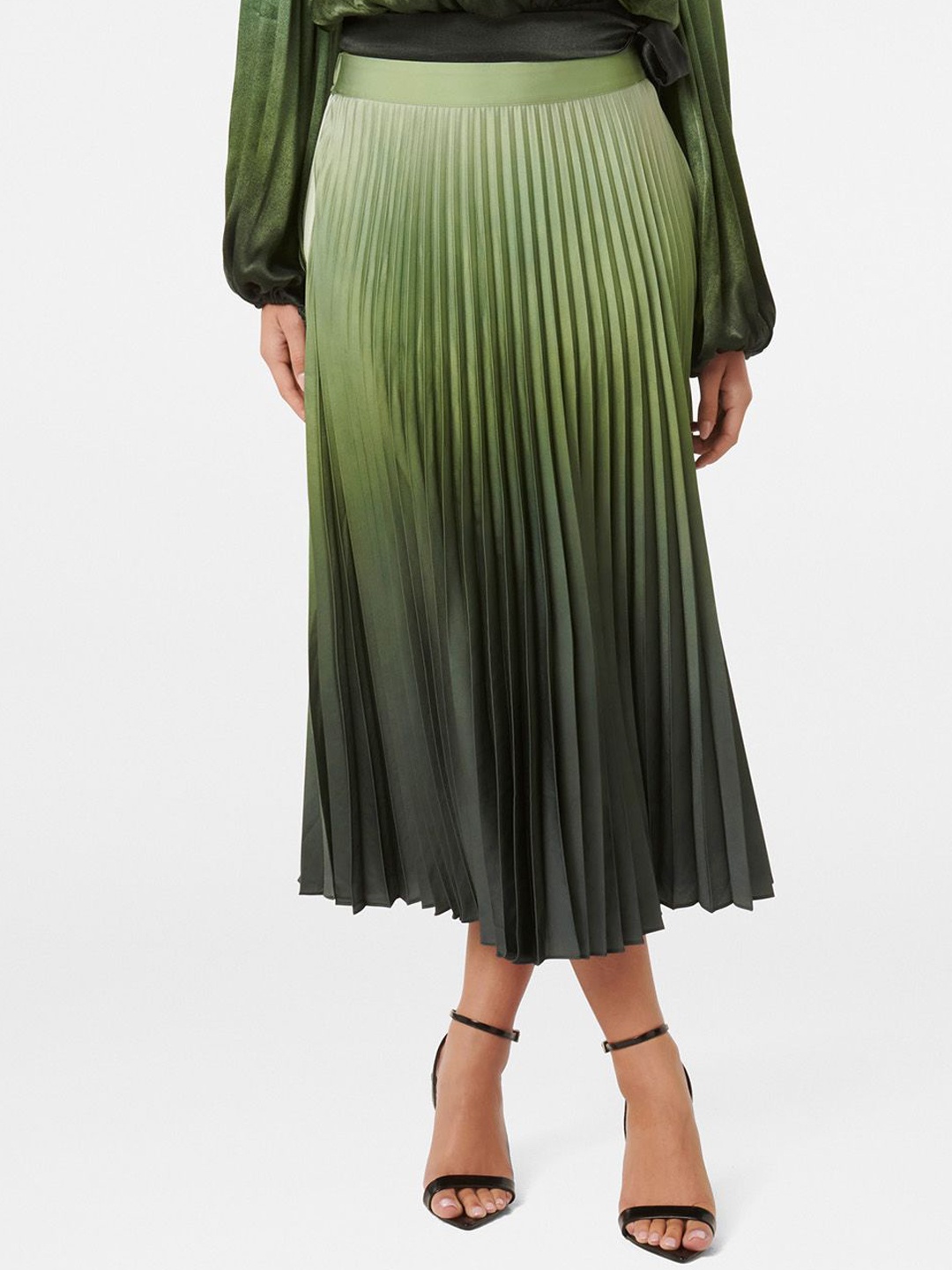 

Forever New Evangeline Ombre Printed Maxi A-Line Skirt, Green