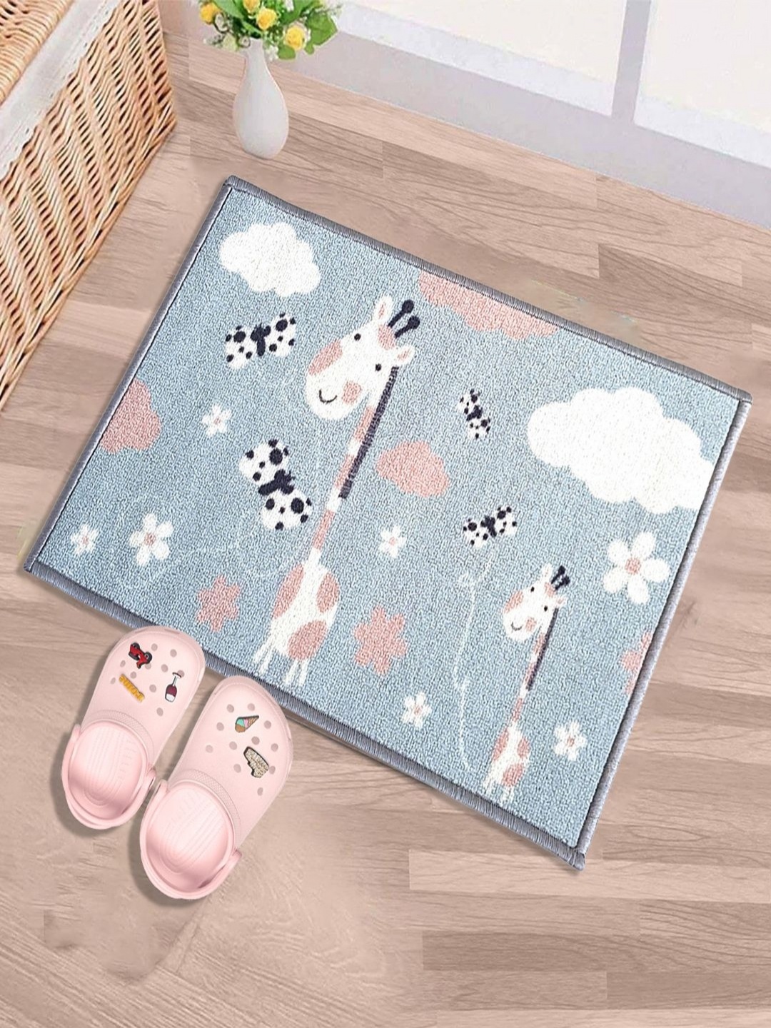 

Matz and More Blue & Peach Giraffe Printed Anti Slip Floor Mat