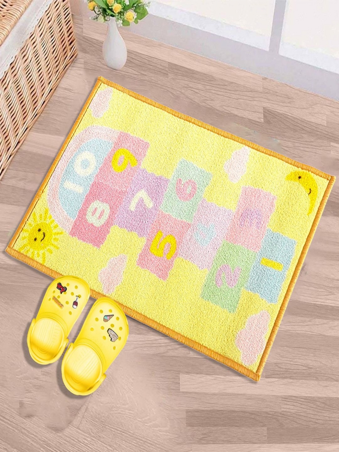 

Matz and More Yellow & Pink Printed Anti-Slip Floor Mat