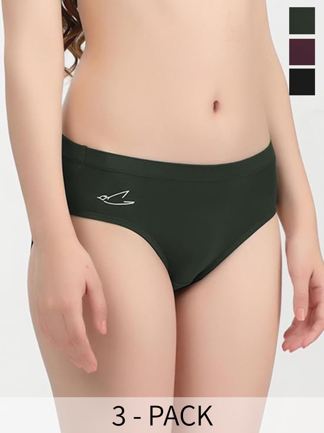 

FREECULTR Women Pack Of 3 Seamless Hipster Briefs, Black
