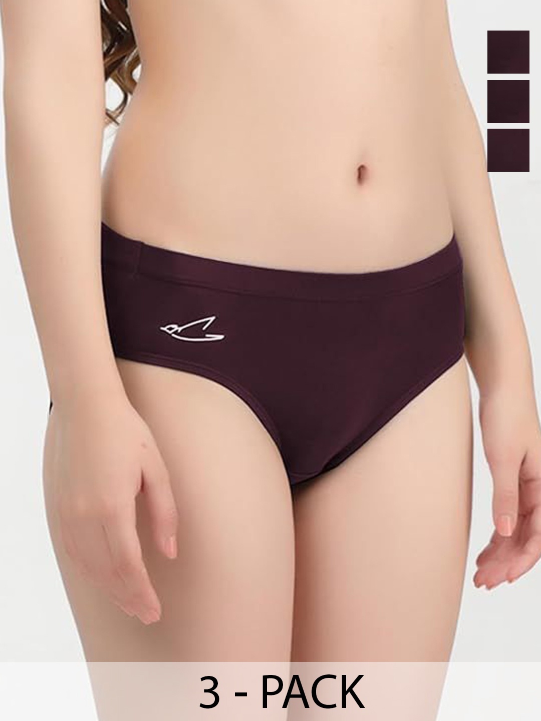 

FREECULTR Pack of 3 Anti Microbial Mid Waist Hipster Briefs, Maroon