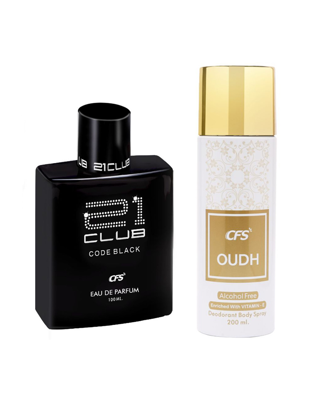 

CFS 21 Club Code Black Eau De Parfum & Oudh White Long Lasting Deodorant Combo