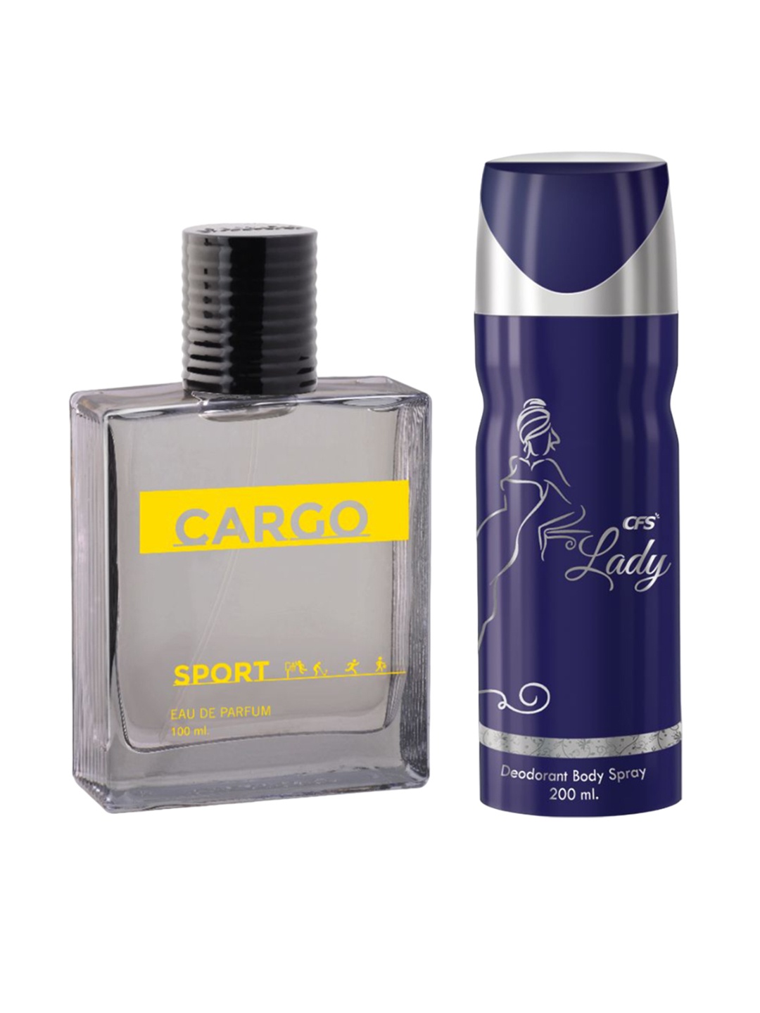

CFS Cargo Sport Eau De Parfum & Lady Long Lasting Deodorant - 100ml+300ml, Grey