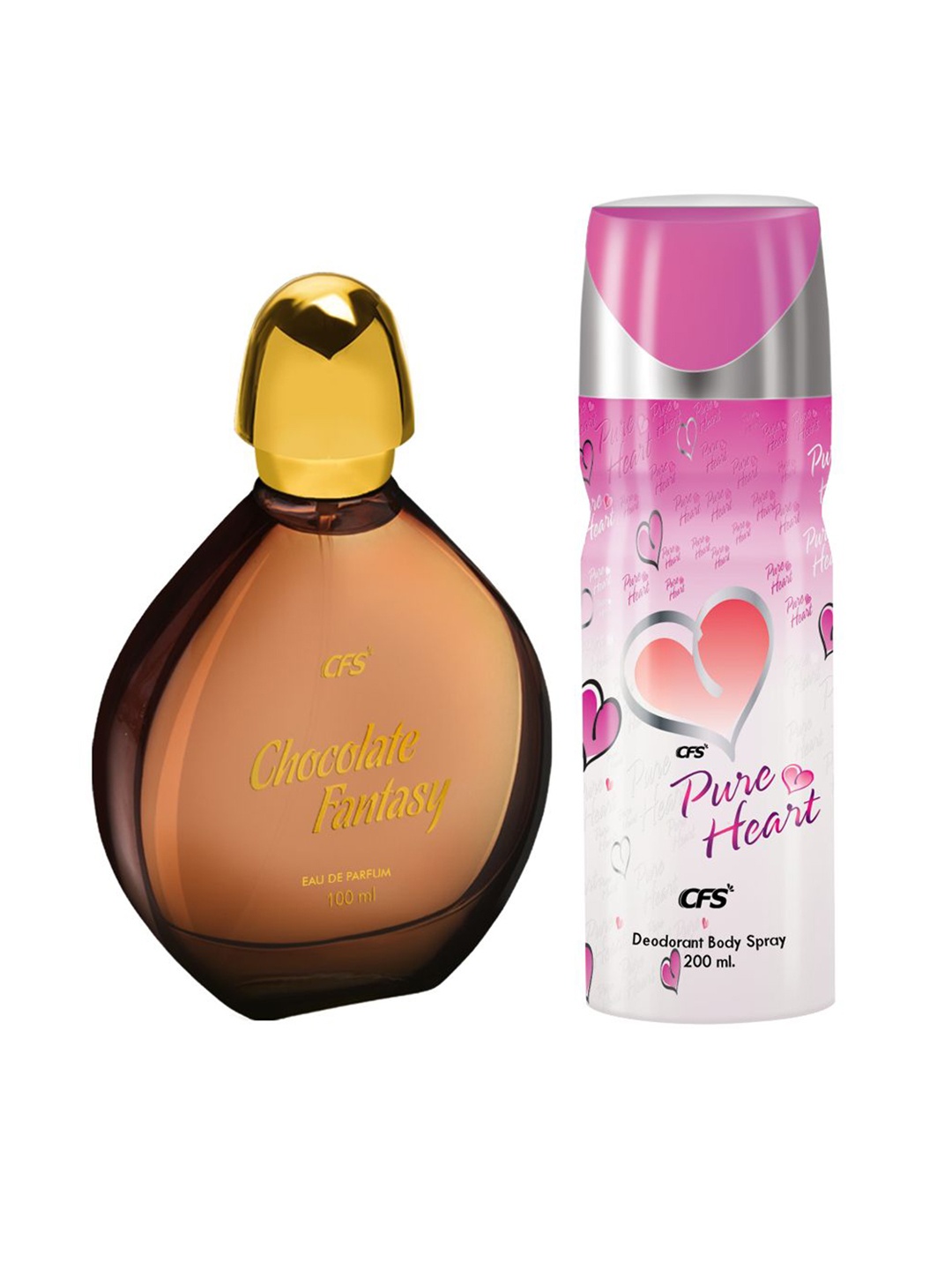 

CFS Chocolate Fantasy EDP Long Perfume & Pure Heart Pink Deodorant Body Spray 300ml, Brown