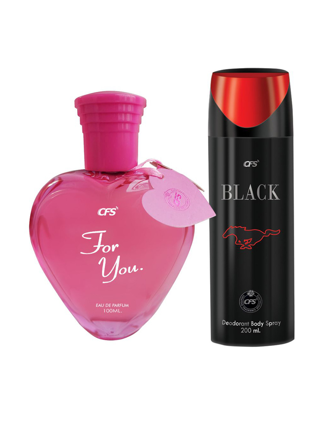 

CFS Set of For You Long Lasting Eau De Parfum - 100 ml & Black Deodorant Spray - 200 ml, Pink