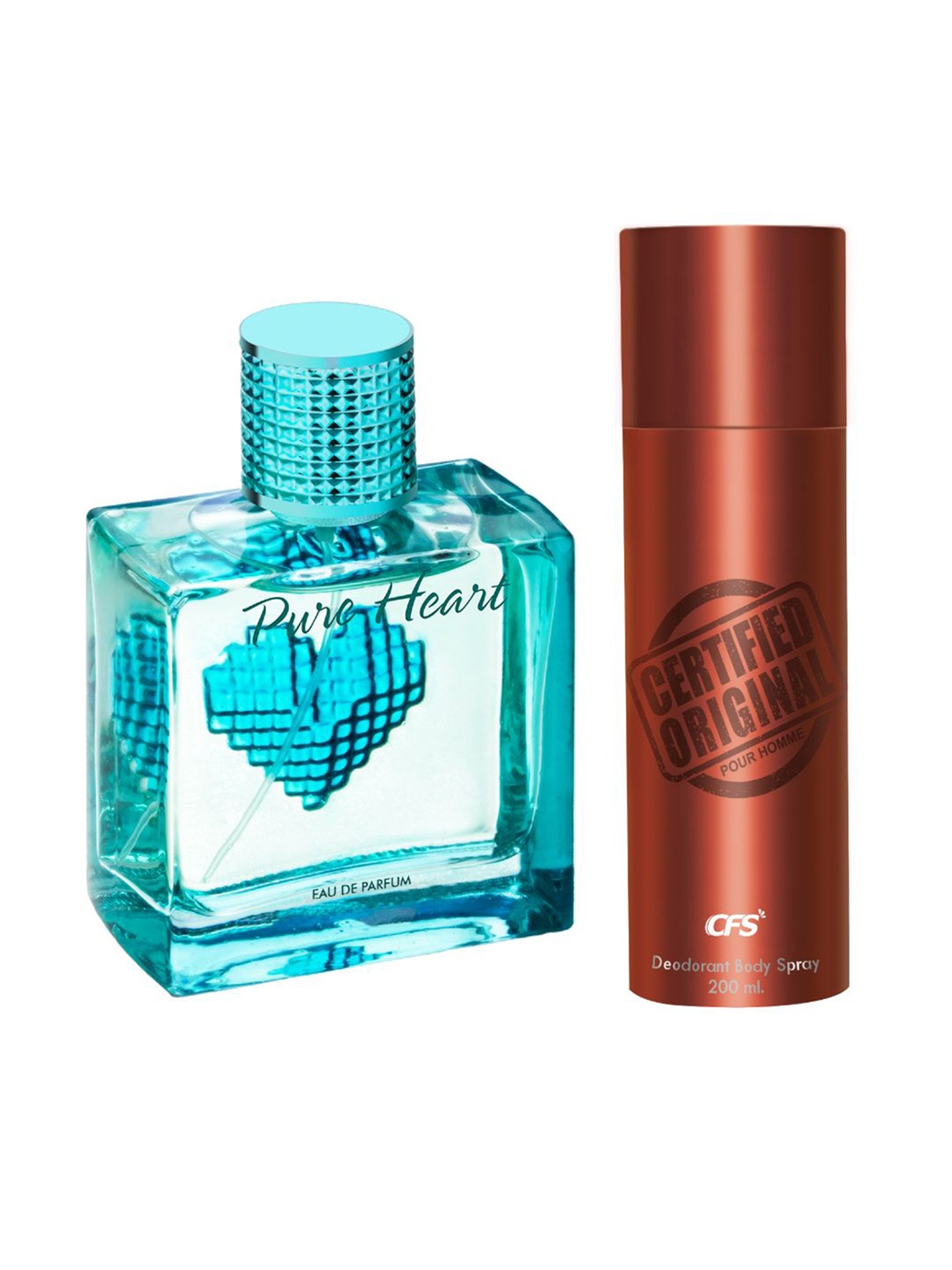 

CFS Set of Pure Heart Eau De Parfum 100ml & Certified Original Deodorant Body Spray 200ml, Blue