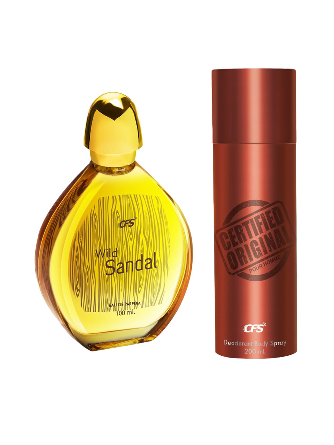 

CFS Women Set of Wild Sandal EDP 100ml & Certified Original Deodorant Spray 200ml, Gold