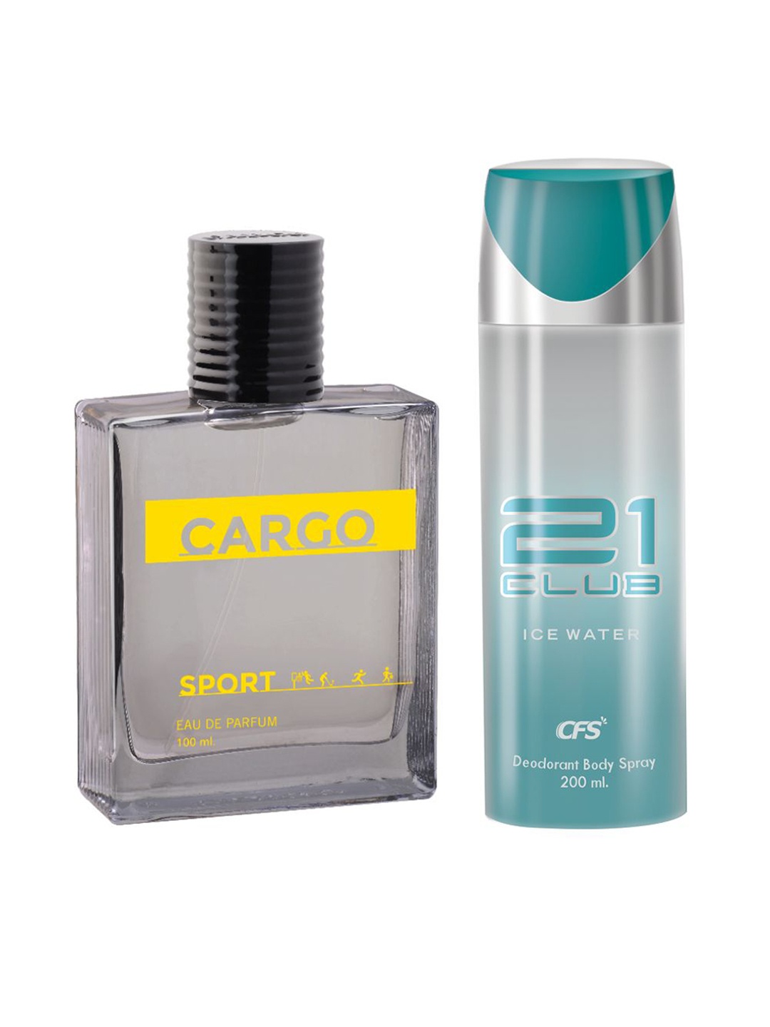 

CFS Cargo Sport EDP Long Lasting Perfume & Ice Water Deodorant - 100ml+300ml, Grey