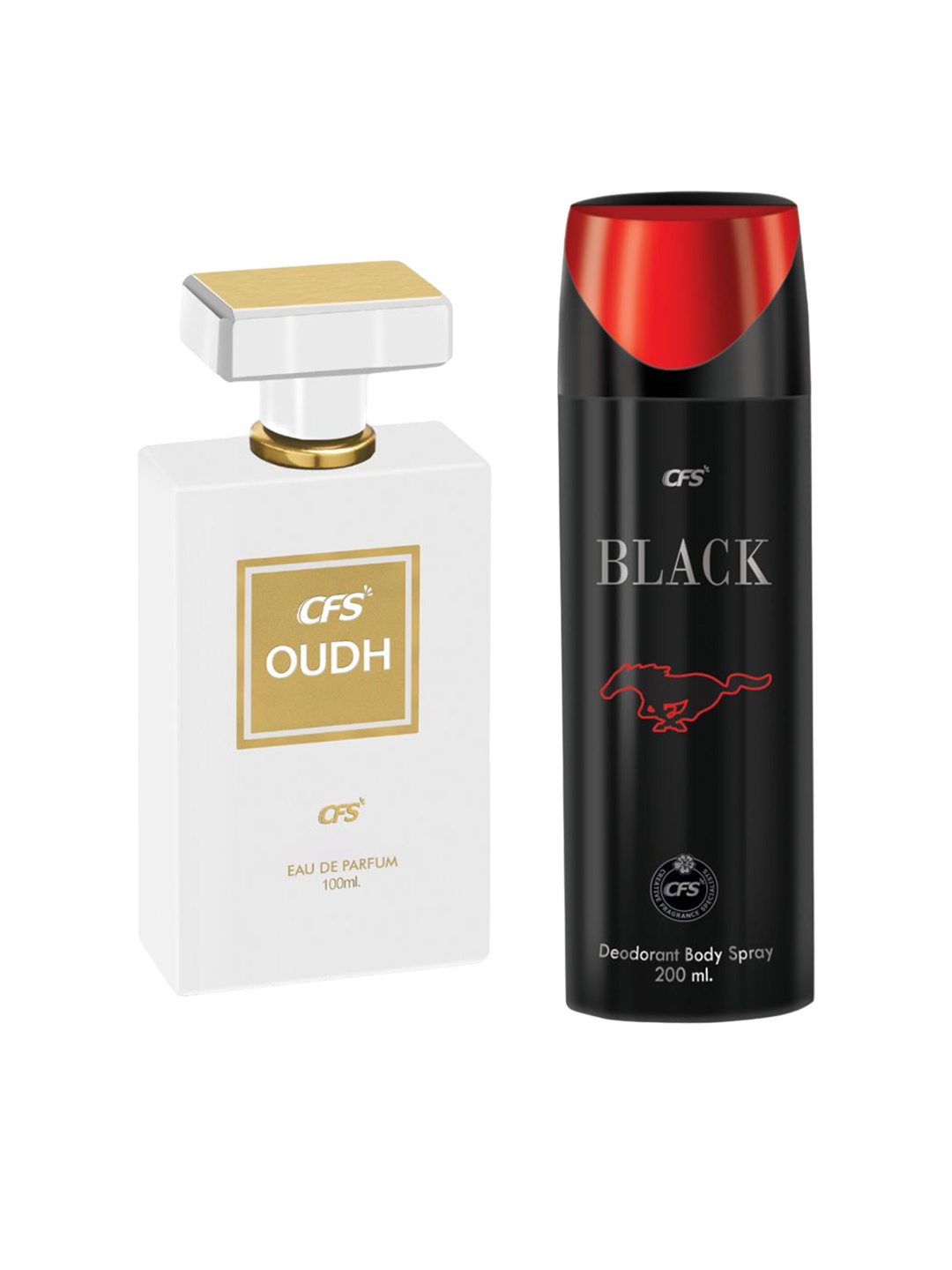 

CFS Oudh EDP Long Lasting Perfume & Black Deodorant Body Spray-100ml+200ml, White