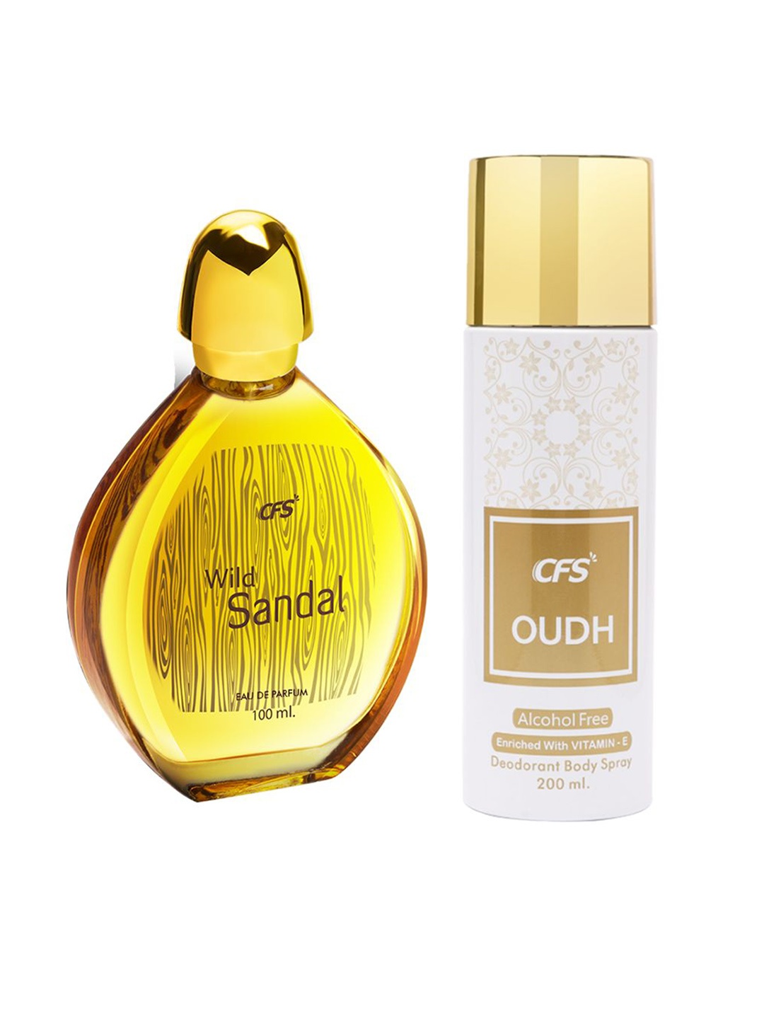 

CFS Set of Wild Sandal Eau De Parfum 100ml & Oudh White Deodorant 200ml, Gold