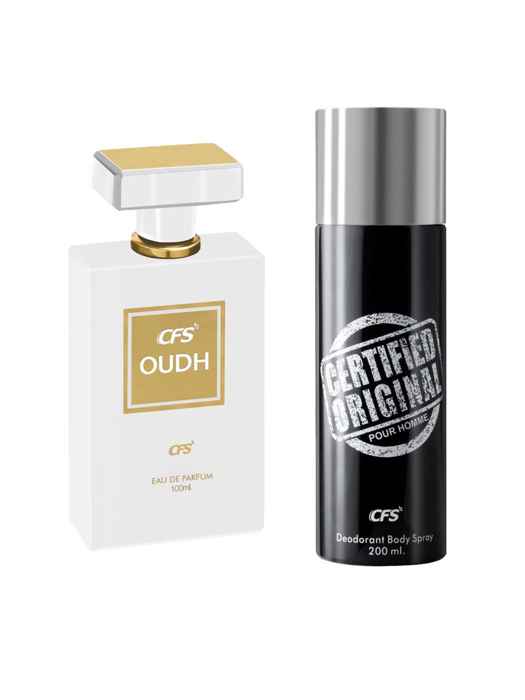 

CFS Set of Oudh Eau De Parfum 100ml & Certified Original Deodorant Body Spray 200ml, White