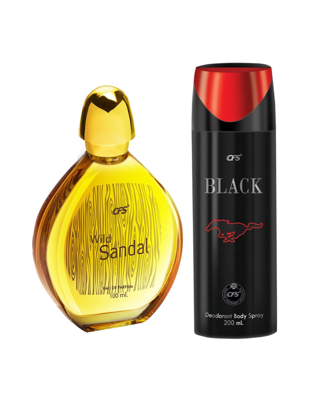 

CFS Set of Wild Sandal Eau De Parfum - 100ml & Black Deodorant Body Spray - 200ml, Gold