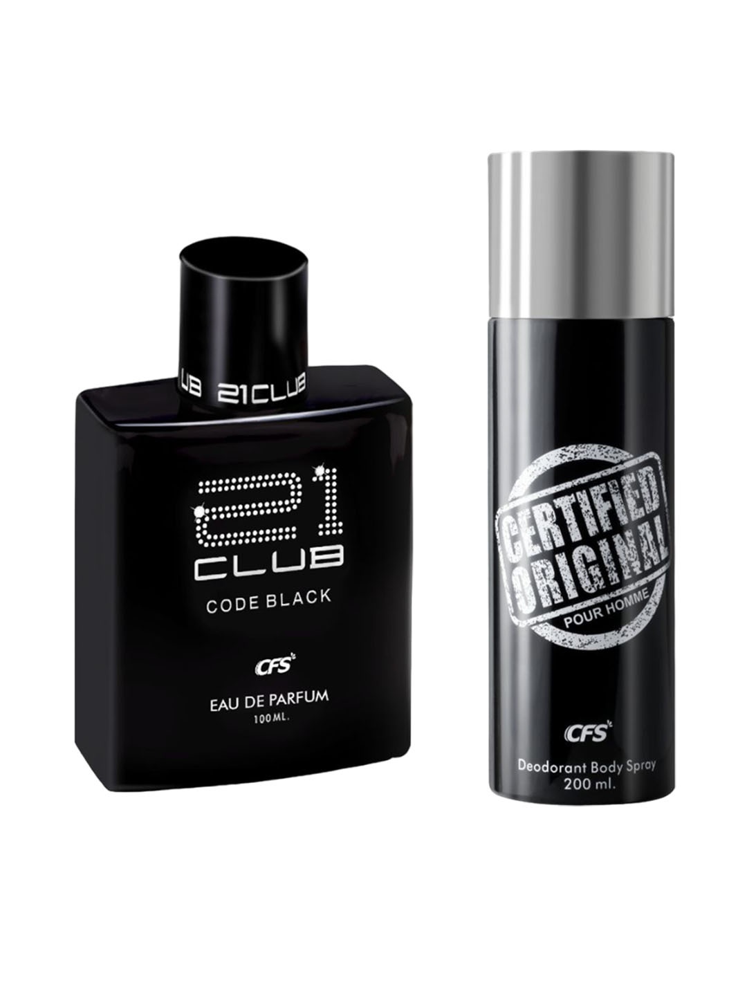 

CFS Set of 21 Club Code Black Eau De Parfum 100ml & Certified Original Deodorant 200ml