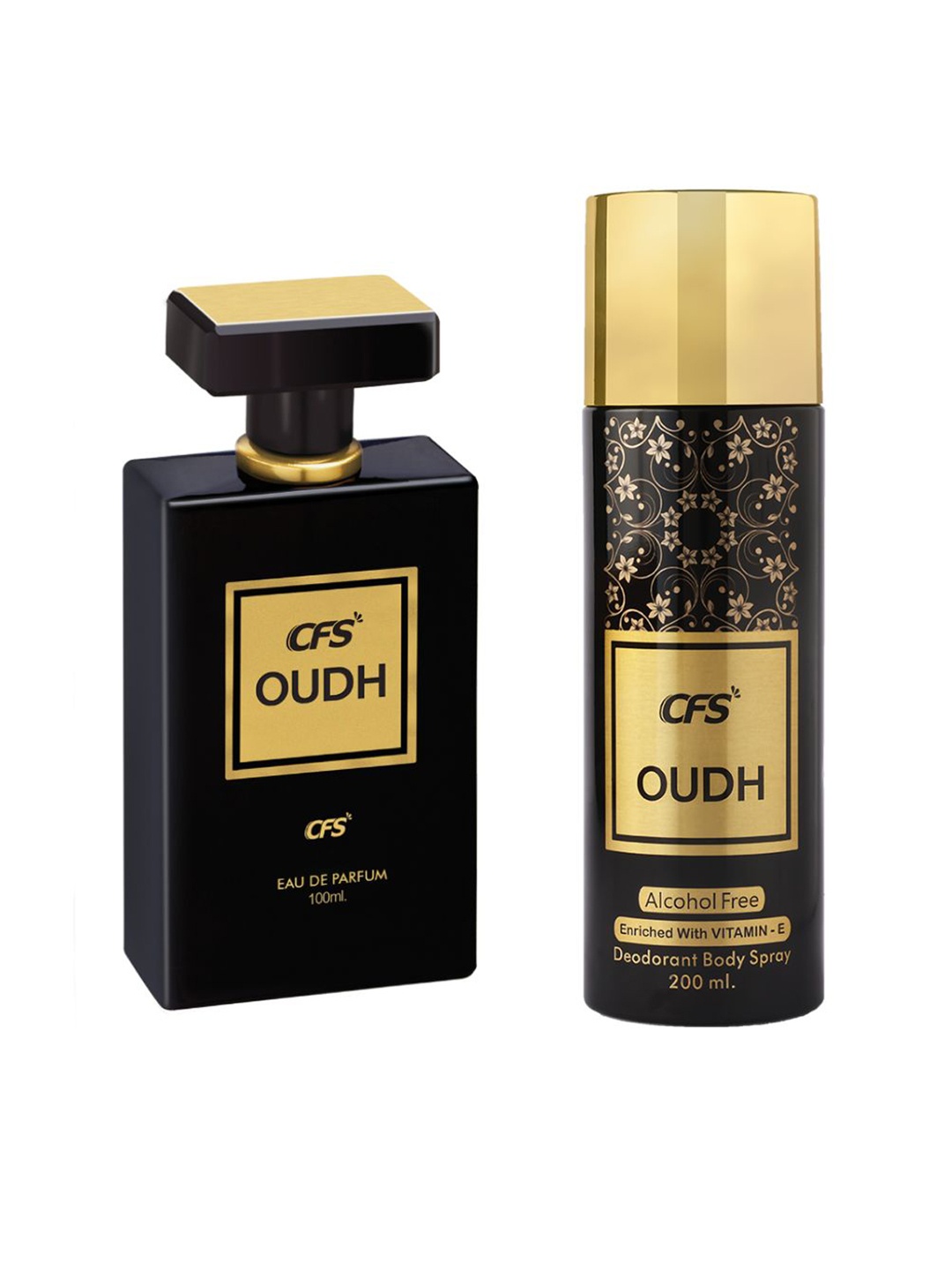 

CFS Men Set of Oudh Eau De Parfum 100ml & Oudh Deodorant Body Spray 200ml, Black