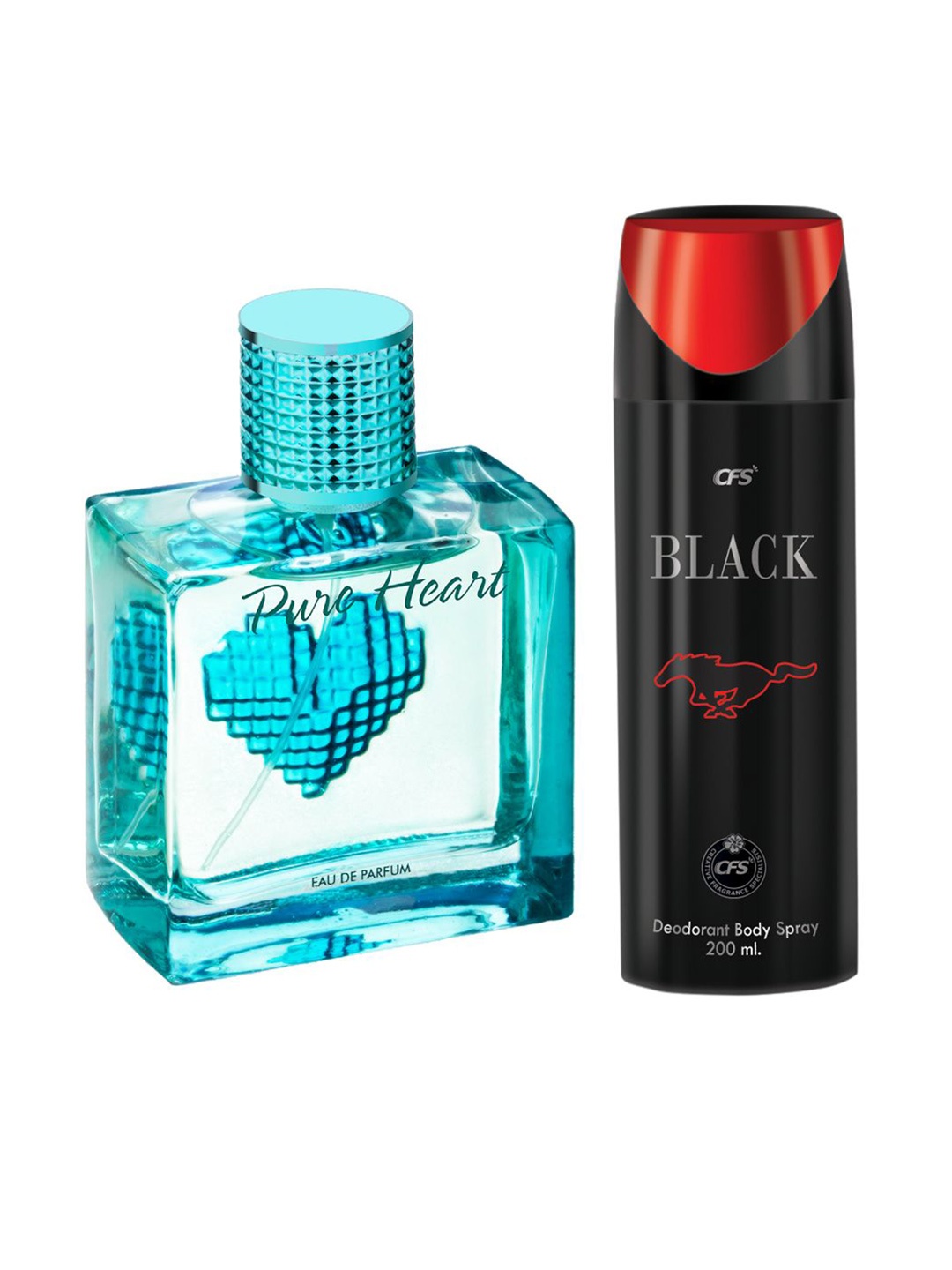 

CFS Set of Pure Heart Eau De Parfum 100ml & Black Deodorant Body Spray 200ml, Turquoise blue