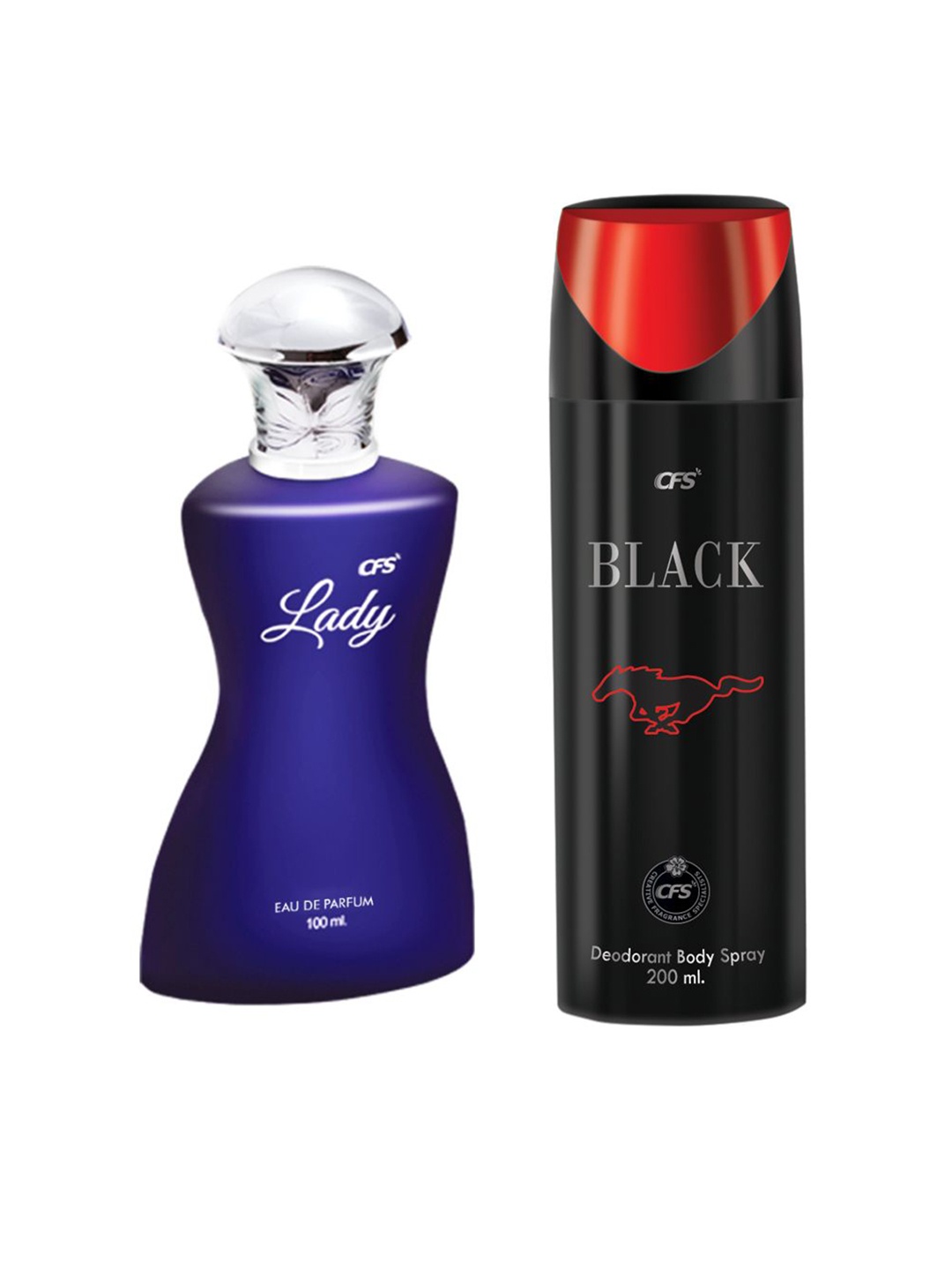 

CFS Lady Long Lasting Eau De Parfum 100ml & Black Deodorant Body Spray 200ml, Blue