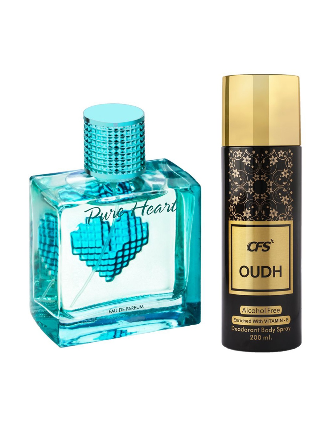 

CFS Pure Heart EDP Long Lasting Perfume & Oudh Deodorant Body Spray-100ml+200ml, Blue