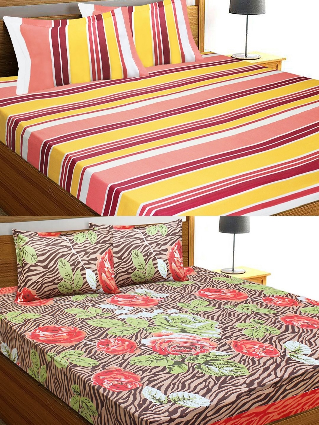 

Aura Pink & White Floral Printed 144 TC 2 Queen Bedsheet with 4 Pillow Covers