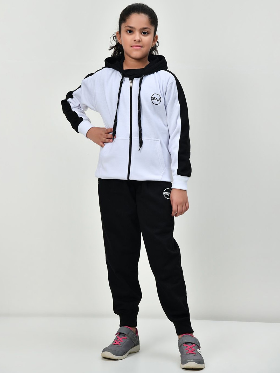 

SMSHOPMORE Track Suit For Girl's with Woolen Fabric for Regular Fit & Comfortable, White