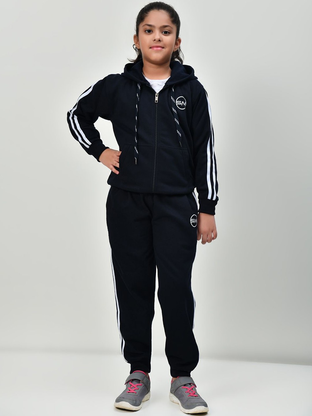 

SMSHOPMORE Track Suit For Girl's with Woolen Fabric for Regular Fit & Comfortable, Navy blue