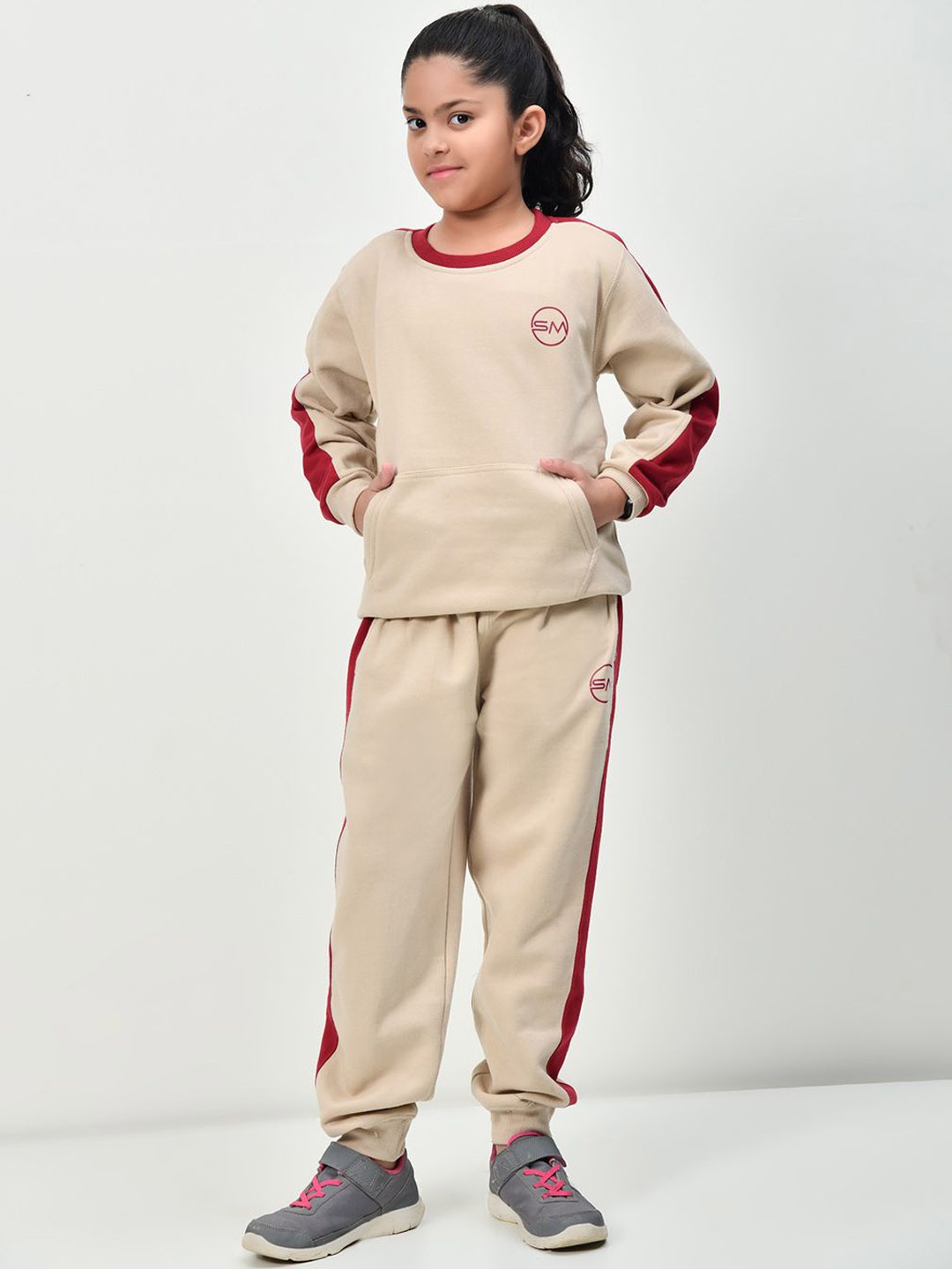 

SMSHOPMORE Track Suit For Girl's with Woolen Fabric for Regular Fit & Comfortable, Brown