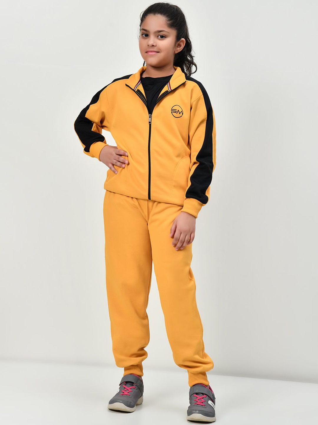 

SMSHOPMORE Track Suit For Girl's with Woolen Fabric for Regular Fit & Comfortable, Yellow