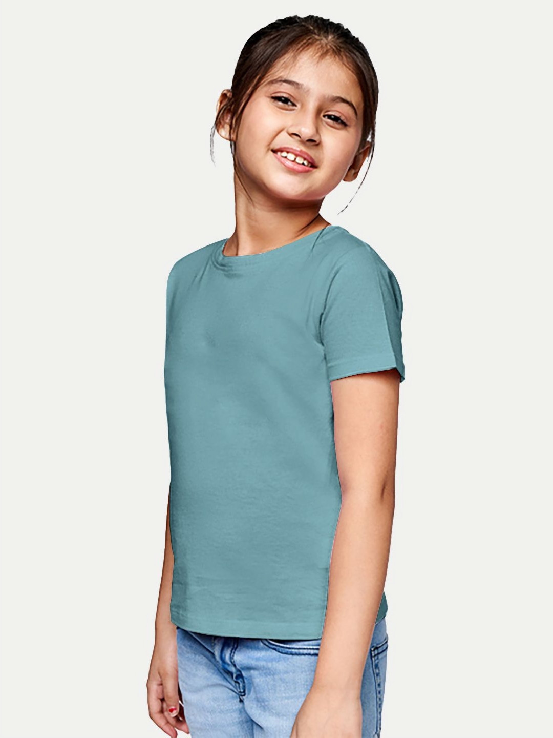 

BAESD Girls Solid Round Neck Cotton T-Shirt, Blue