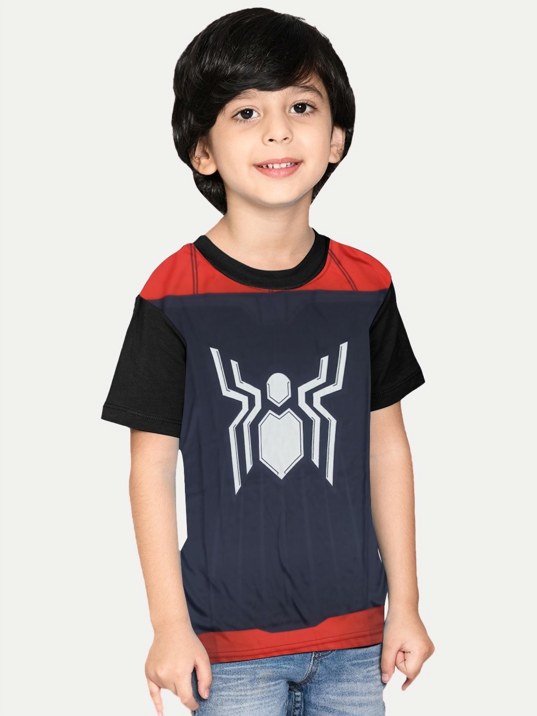 

BAESD Boys Graphic Printed Round Neck Cotton T-Shirt, Black