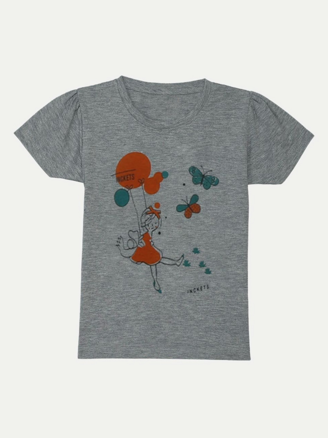 

BAESD Girls Printed Applique T-shirt, Grey