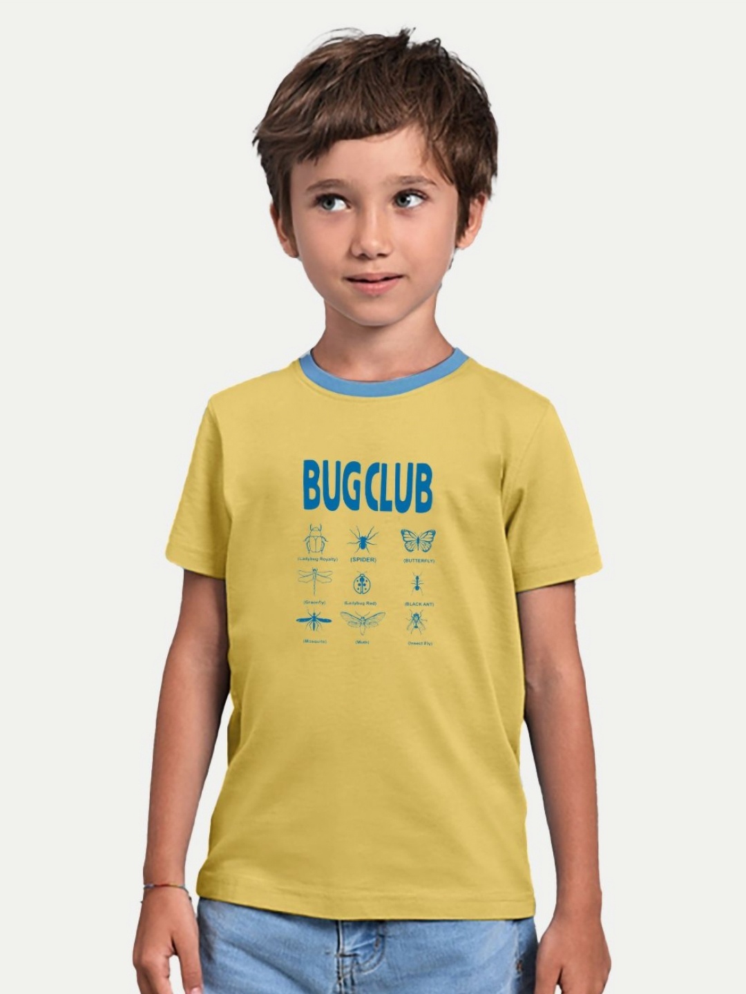 

BAESD Boys Graphic Printed Round Neck Cotton T-Shirt, Yellow