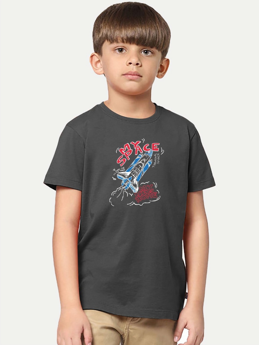 

BAESD Boys Graphic Printed Round Neck Cotton T-Shirt, Black