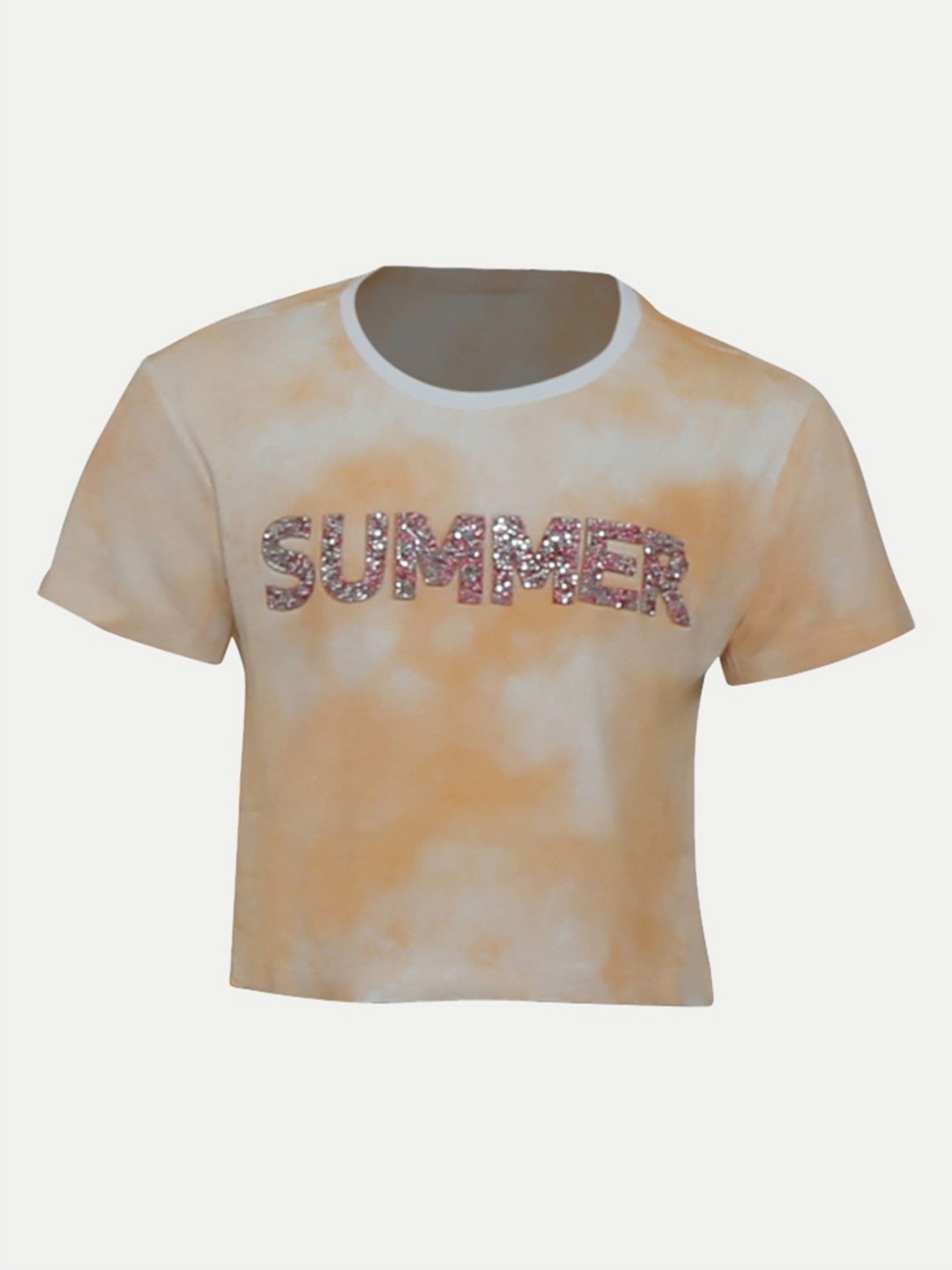 

BAESD Girls Printed Pockets T-shirt, Orange