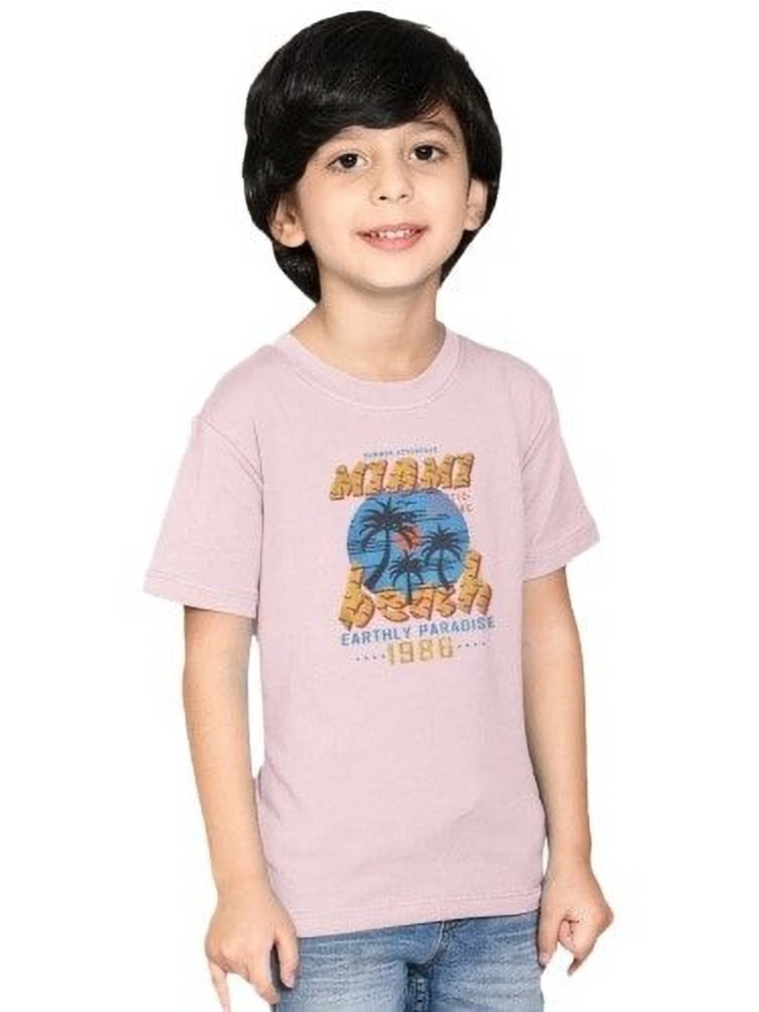 

BAESD Boys Graphic Printed Round Neck Cotton T-Shirt, Pink