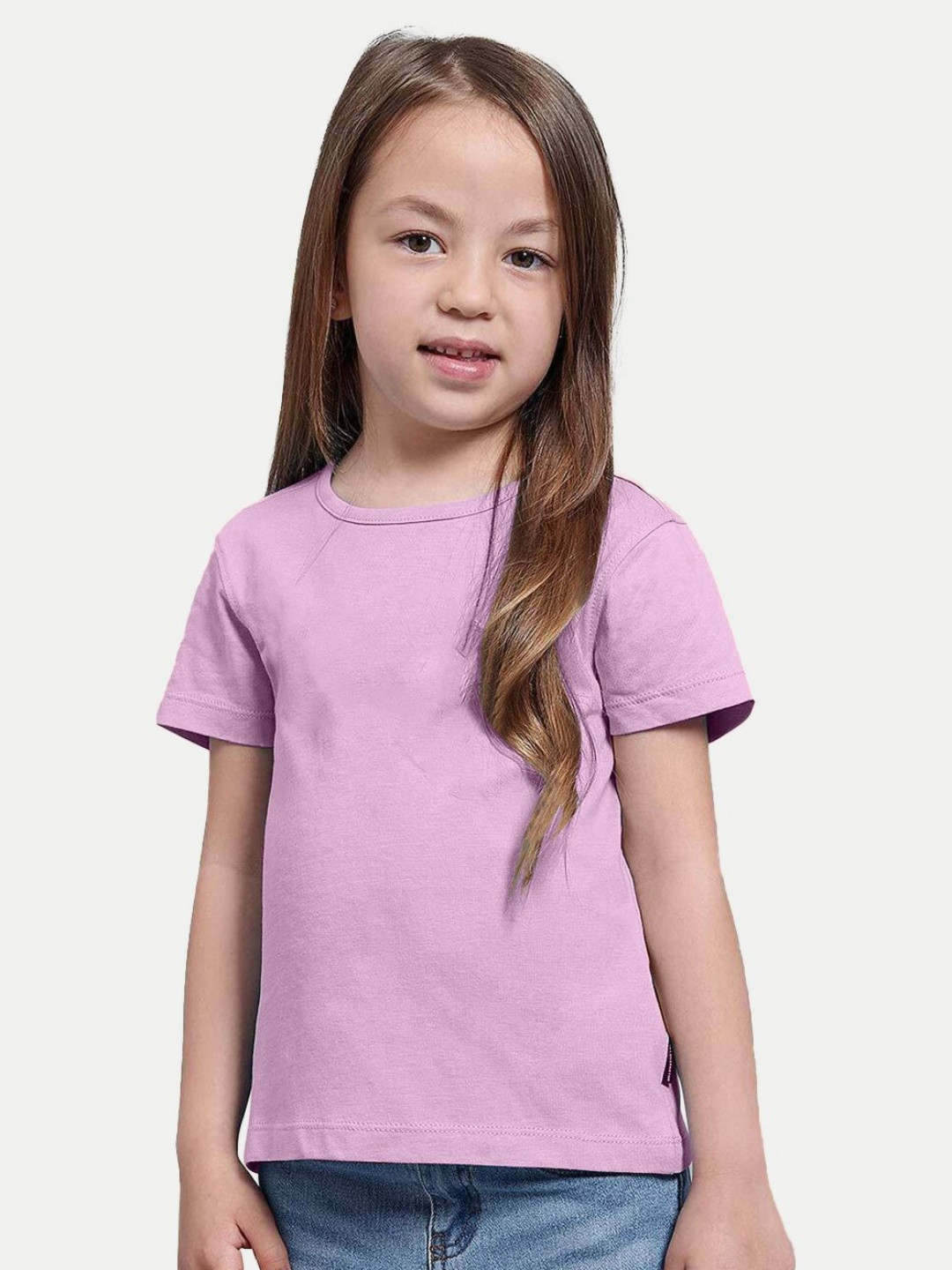

BAESD Girls Solid Round Neck Cotton T-Shirt, Purple